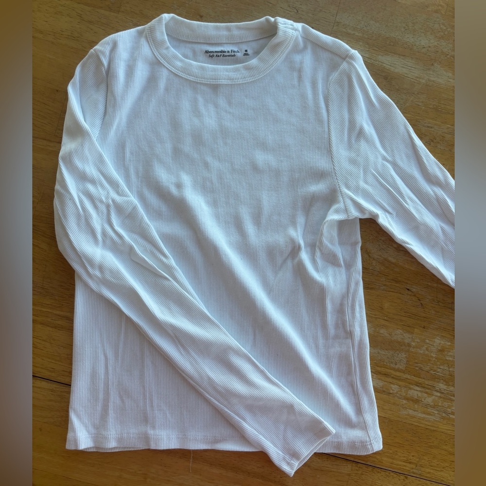 Abercrombie Ribbed White Long Sleeve